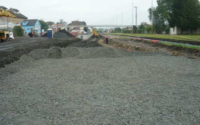 Rekonstrukcja toru podczas budowy terminalu transportowego w Uherském Brodě