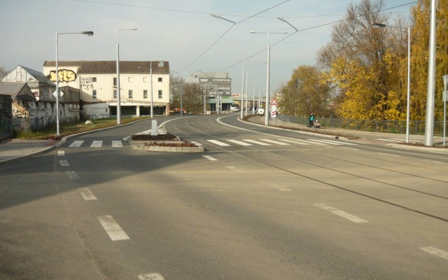 Strome zbocze na nowej linii tramwajowej w Ołomuńcu