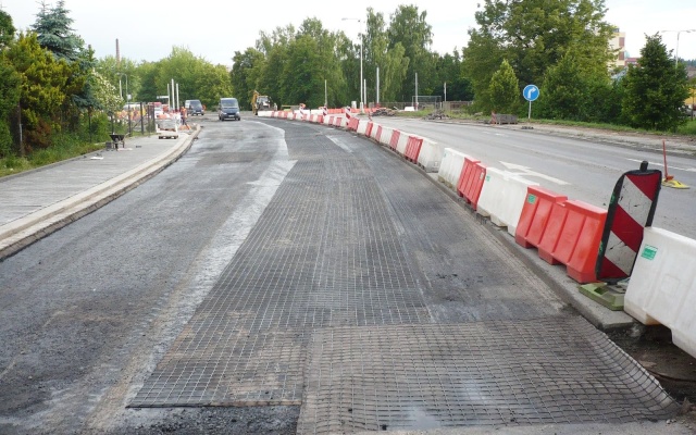 Wzmocnienie warstw asfaltowych na skrzyżowaniu w Havlíčkův Brodzie