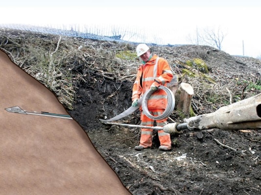 Zabezpieczenie stateczności skarp za pomocą mechanicznych kotew gruntowych i prefabrykowanych drenaży