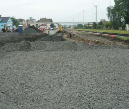 Rekonstrukcja toru podczas budowy terminalu transportowego w Uherském Brodě